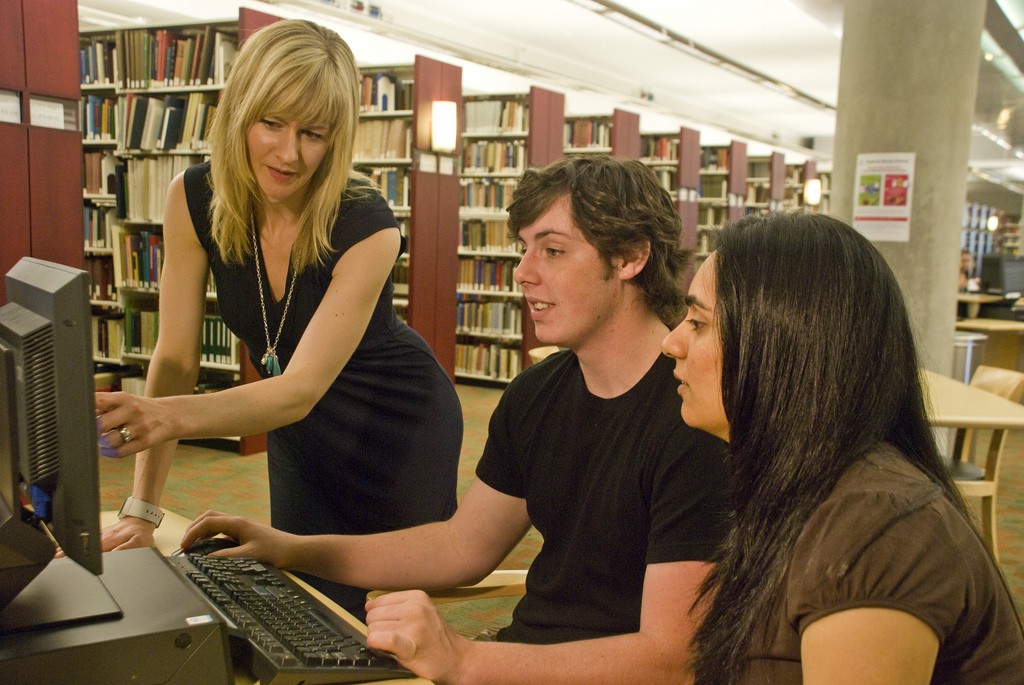 Librarian teaching students