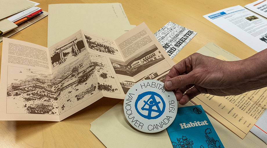 Bumper stickers and little souvenirs from the 1976 Habitat Conference.